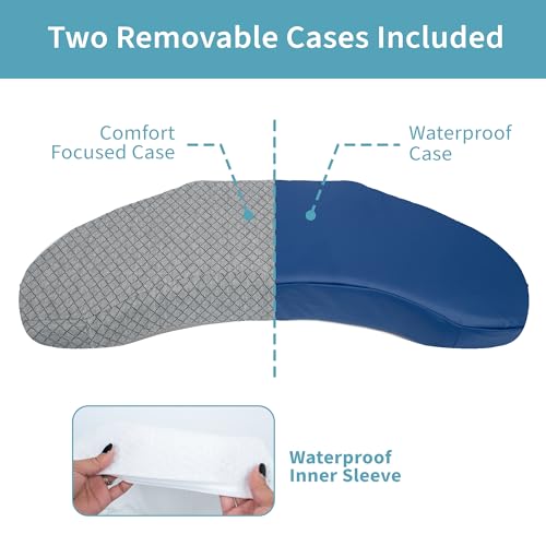Zomaple Bedsore Pressure Relief Pillow, Grey – Offload Pressure to Prevent Bed Sores & Ease Turning – 30° Positioning, Cooling Gel Top, 2 Non-Skid Removable Covers – Knee Wedge Pillow Versatility - Image 4