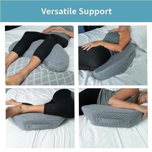 Zomaple Bedsore Pressure Relief Pillow, Grey – Offload Pressure to Prevent Bed Sores & Ease Turning – 30° Positioning, Cooling Gel Top, 2 Non-Skid Removable Covers – Knee Wedge Pillow Versatility - Image 3
