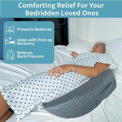 Zomaple Bedsore Pressure Relief Pillow, Grey – Offload Pressure to Prevent Bed Sores & Ease Turning – 30° Positioning, Cooling Gel Top, 2 Non-Skid Removable Covers – Knee Wedge Pillow Versatility - Image 2