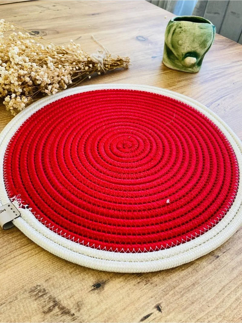 BDZ Deri BDZ Leather Wicker Jute Presentation Plate Mat American Service