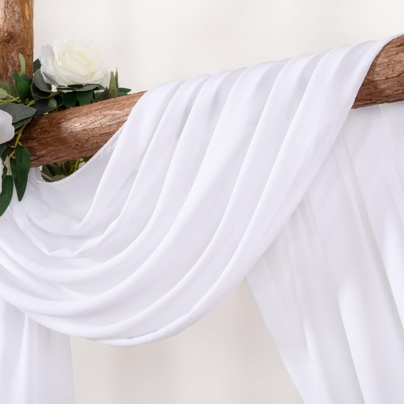 LINXTAR White Wedding Arch Draping Fabric 30'' x 18FT Sheer Chiffon Arch Drape Backdrop 2 Panel Drapes for Easter Bridal Shower Baby Shower Photo Booth Church Decor Birthday Party Outdoor Decoration - Image 5