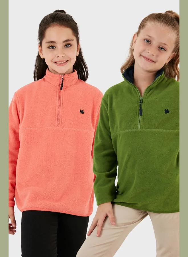 ليلا ليلا سترة قطبية للأطفال بسحاب وياقة واقفة ناعمة عبوة من قطعتين