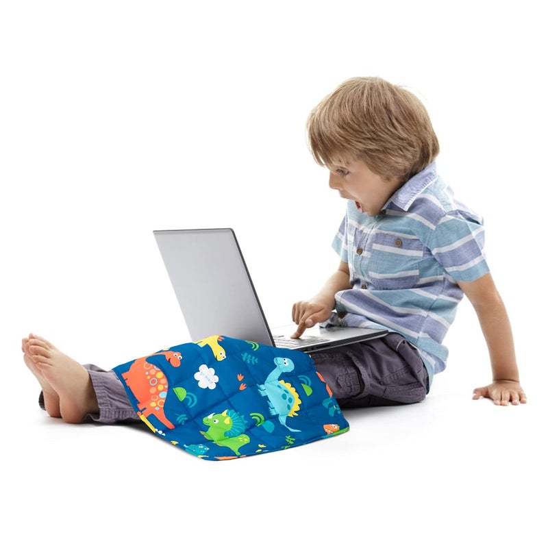 Sivio Weighted Lap Pad 2lbs, Cotton Weighted Blanket Sensory Weighted Lap Blanket Indoor Outdoor, 19 x 21 Inch, Blue Dinosaur - Image 1