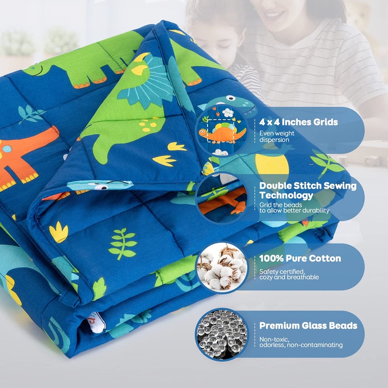 Sivio Weighted Lap Pad 2lbs, Cotton Weighted Blanket Sensory Weighted Lap Blanket Indoor Outdoor, 19 x 21 Inch, Blue Dinosaur - Image 5
