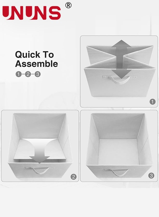 UNUNS 6 Pack Fabric Storage Cubes,Heavy Duty Grey Storage Bins,11Inch Cube Storage Bin For Cube Organizer,Use As A Clothes Storage Box In Closet,Baskets For Shelves Or Cubbies Storage Bins,27*27*28CM,White - Image 4