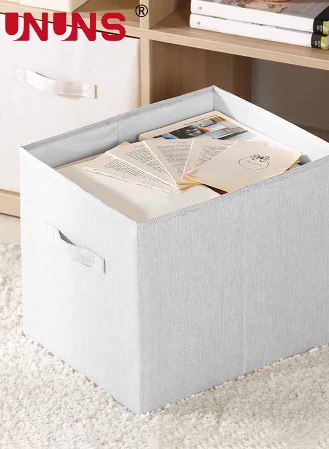 UNUNS 6 Pack Fabric Storage Cubes,Heavy Duty Grey Storage Bins,11Inch Cube Storage Bin For Cube Organizer,Use As A Clothes Storage Box In Closet,Baskets For Shelves Or Cubbies Storage Bins,27*27*28CM,White - Image 2