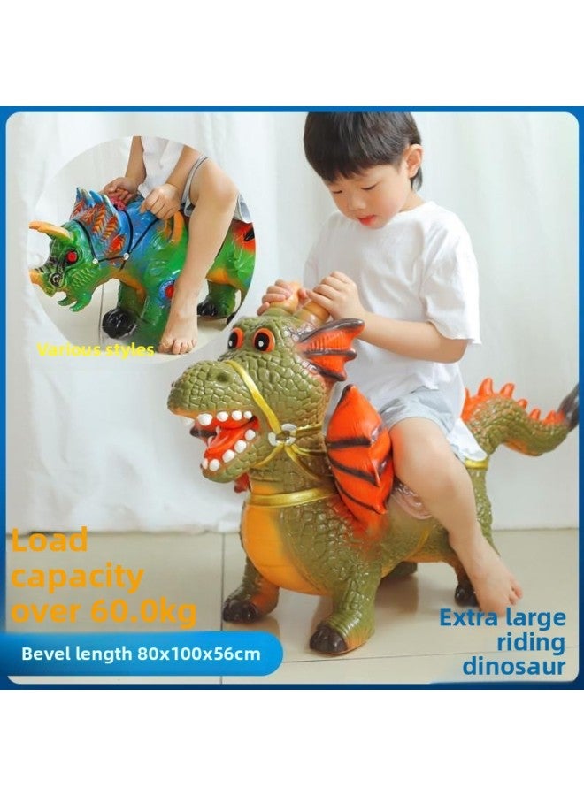 Dinosaur Toy Simulation Animal Model Large Tyrannosaurus Rex Soft Rubber Children's Educational Institution Gift-Color:Super Large Three-headed Dragon Yellow - Image 3