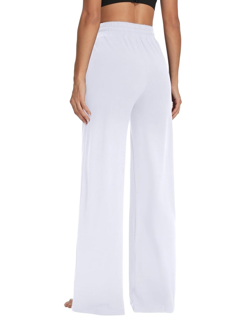 Sarin Mathews Womens Yoga Sweatpants Wide Leg Lounge Pajamas Pants Comfy Drawstring Workout Joggers Pants with Pockets White S - Image 4