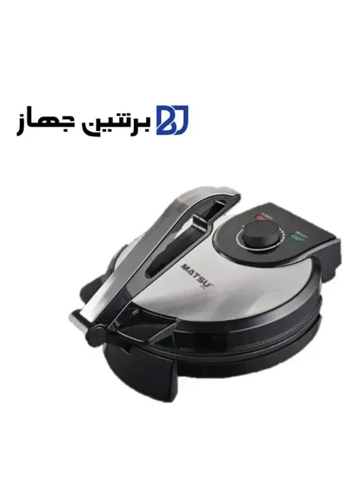 Generic MATSU 10-Inch Electric Roti Maker – 1200W Non-Stick Chapati and Flatbread Press with Durable Stainless Steel Body, Adjustable Temperature Control for Soft or Crispy Rotis, Dual Indicator Lights, Built-in Safety Lock, Easy-Clean Non-Stick Plates, Instruction Manual Included – 220-240V Home Kitchen Appliance Ideal for Everyday Use in UAE  - Image 5
