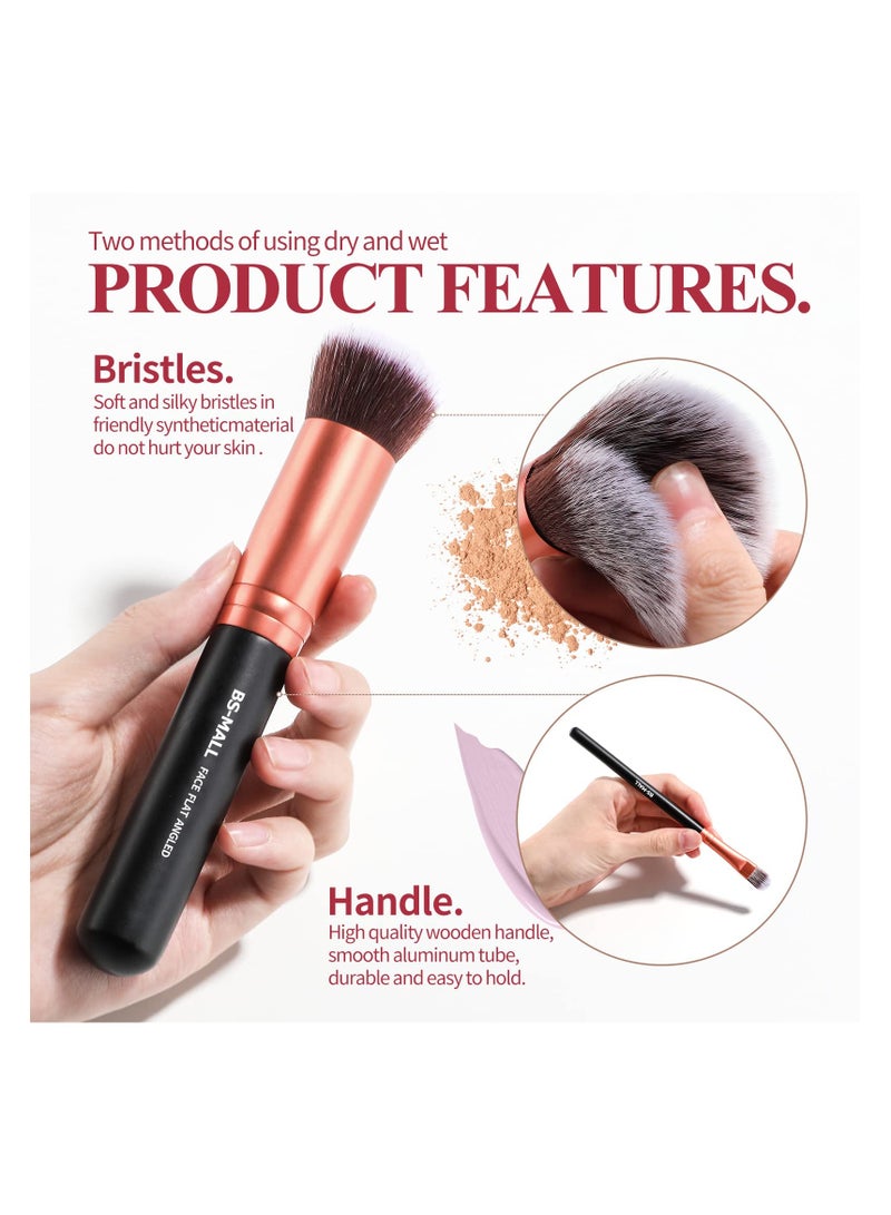 14 Pcs Makeup Brushes  Premium Synthetic Foundation Powder Concealers Eye Shadows with Case (Rose Golden) - Image 3