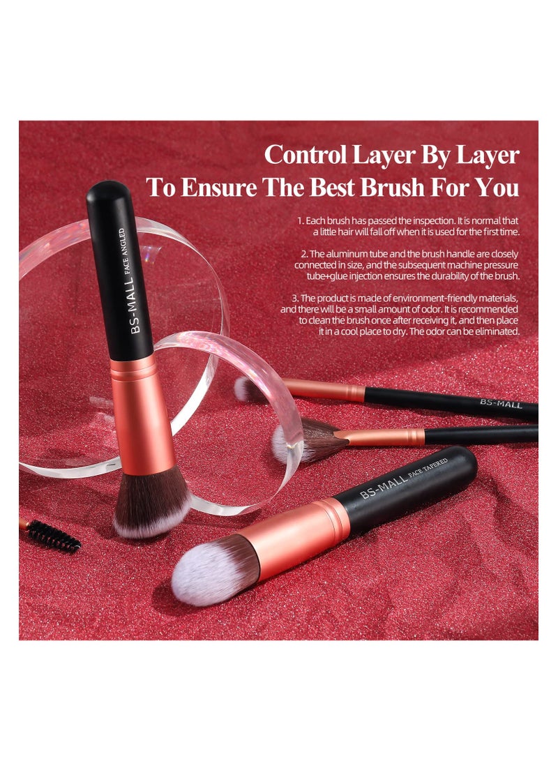 14 Pcs Makeup Brushes  Premium Synthetic Foundation Powder Concealers Eye Shadows with Case (Rose Golden) - Image 4