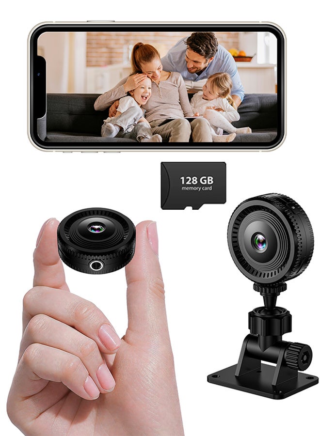 Wireless Network Camera Mini WiFi Camera , with 128G Card, 1080P HD Home Night Vision Remote Monitoring Micro for Home Offices Security - Image 1