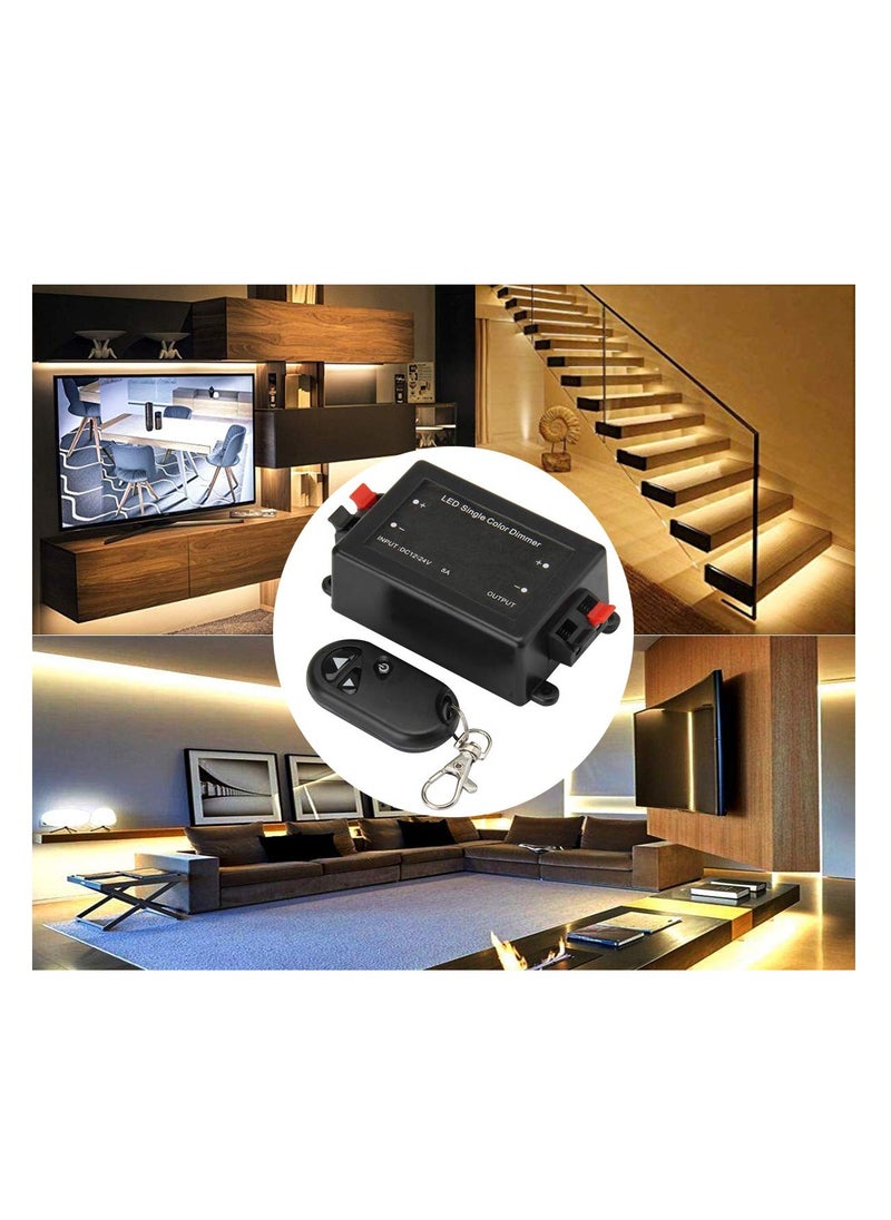 Generic - DC 12-24V LED Single Color Light Strip, Wireless RF Remote Controller Dimmer, PWM digital dimming, for SMD 5050 3528 Single Color LED Strip Light Rope Lights, MR16 LED spotlight (Black) - Image 1
