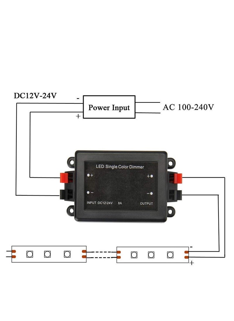Generic - DC 12-24V LED Single Color Light Strip, Wireless RF Remote Controller Dimmer, PWM digital dimming, for SMD 5050 3528 Single Color LED Strip Light Rope Lights, MR16 LED spotlight (Black) - Image 1