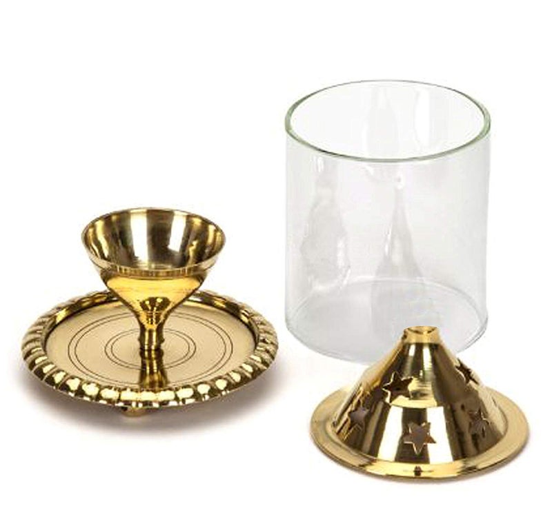 Puja N Pujari Puja N Pujari Crystal and Brass Akhand Diya Udupi Jyot with Glass Cover for Pooja and Diwali Decoration 10 X 13 cm  - Image 2
