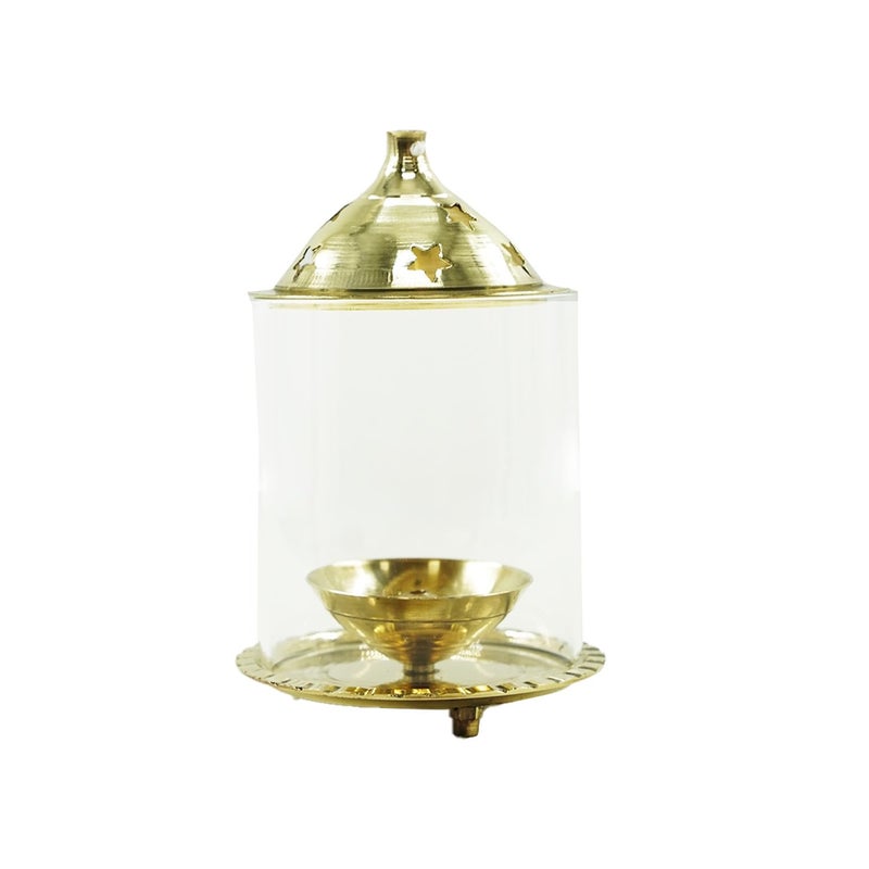 Puja N Pujari Puja N Pujari Crystal and Brass Akhand Diya Udupi Jyot with Glass Cover for Pooja and Diwali Decoration 10 X 13 cm  - Image 3