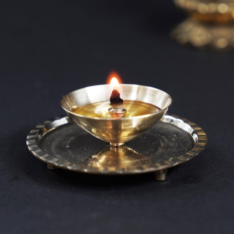 Puja N Pujari Puja N Pujari Crystal and Brass Akhand Diya Udupi Jyot with Glass Cover for Pooja and Diwali Decoration 10 X 13 cm  - Image 5