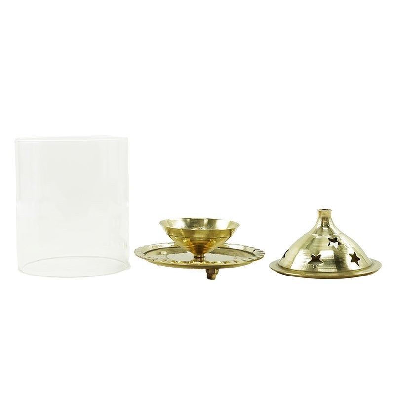 Puja N Pujari Puja N Pujari Crystal and Brass Akhand Diya Udupi Jyot with Glass Cover for Pooja and Diwali Decoration 10 X 13 cm  - Image 4