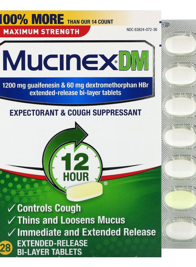 Mucinex DM 28 Extended-Release Bi-Layer Tablets