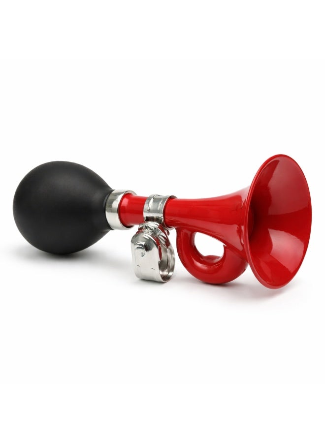 Fukukawa Bicycle Horn Loud Air Powered Bike Horn with Rubber Bulb for 22.2mm Handlebar Kids & Adult Bikes Red - Image 1