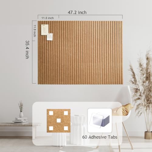 AkuDecor Large Cork Board for Office Decor, 48"x 36" - 1/2” Thick Felt Bulletin Board, 12 Pack Felt Board with Safe Removable Adhesive Tabs, Pin Board Cork Boards for Walls - Burnt Orange - Image 5