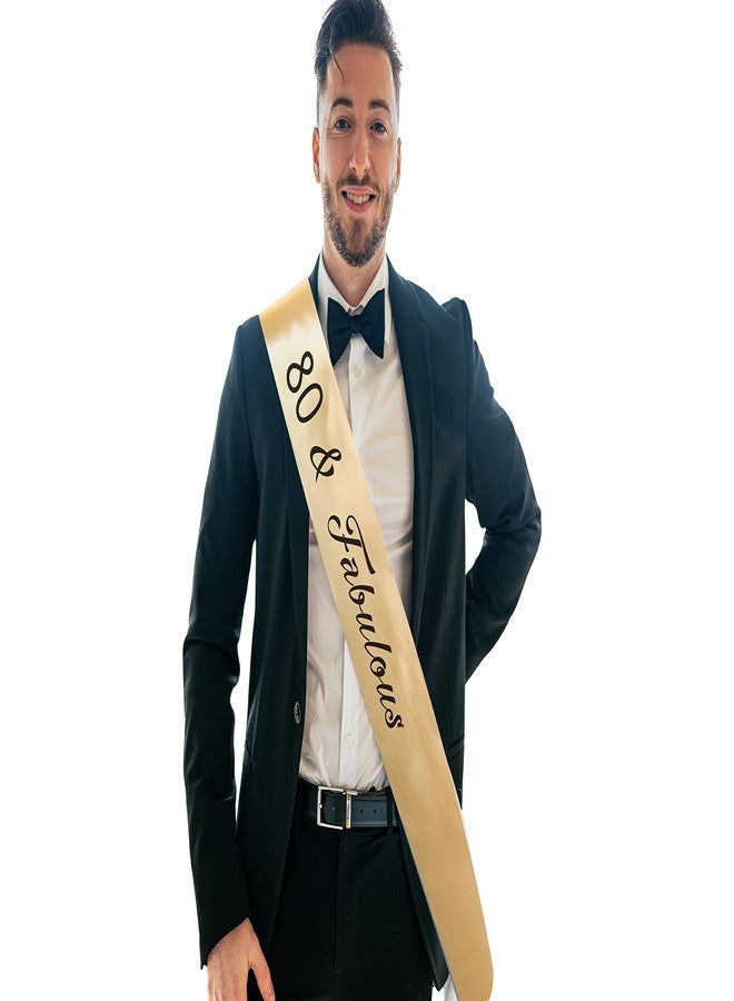 Hubops وشاح Hubops 80 & Fabulous لحفلات أعياد ميلاد الفتيات / وشاح زينة حفلات عيد الميلاد الثمانين (ذهبي) - Image 2