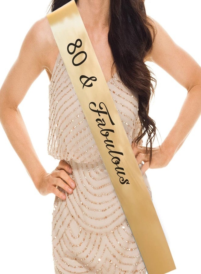 Hubops وشاح Hubops 80 & Fabulous لحفلات أعياد ميلاد الفتيات / وشاح زينة حفلات عيد الميلاد الثمانين (ذهبي) - Image 1