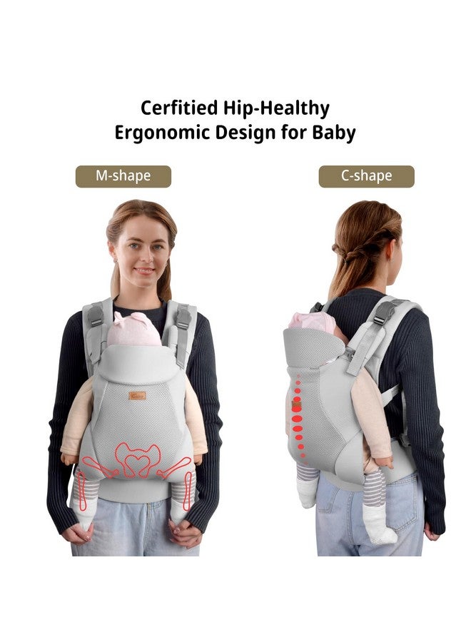 CUBY Baby Carrier Newborn to Toddler, Breathable Baby Front Carrier with Adjustable Neck Support - Hands Free Newborn Toddler Carriers for Travel Outdoor up to 40lbs(Light Gray, Magnetic Buckle Style) - Image 3