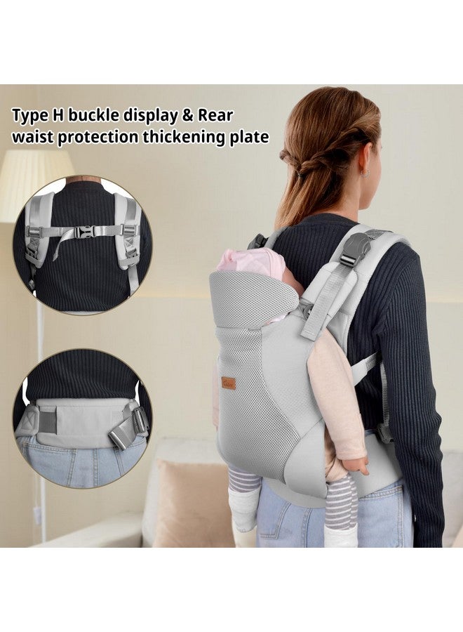 CUBY Baby Carrier Newborn to Toddler, Breathable Baby Front Carrier with Adjustable Neck Support - Hands Free Newborn Toddler Carriers for Travel Outdoor up to 40lbs(Light Gray, Magnetic Buckle Style) - Image 4