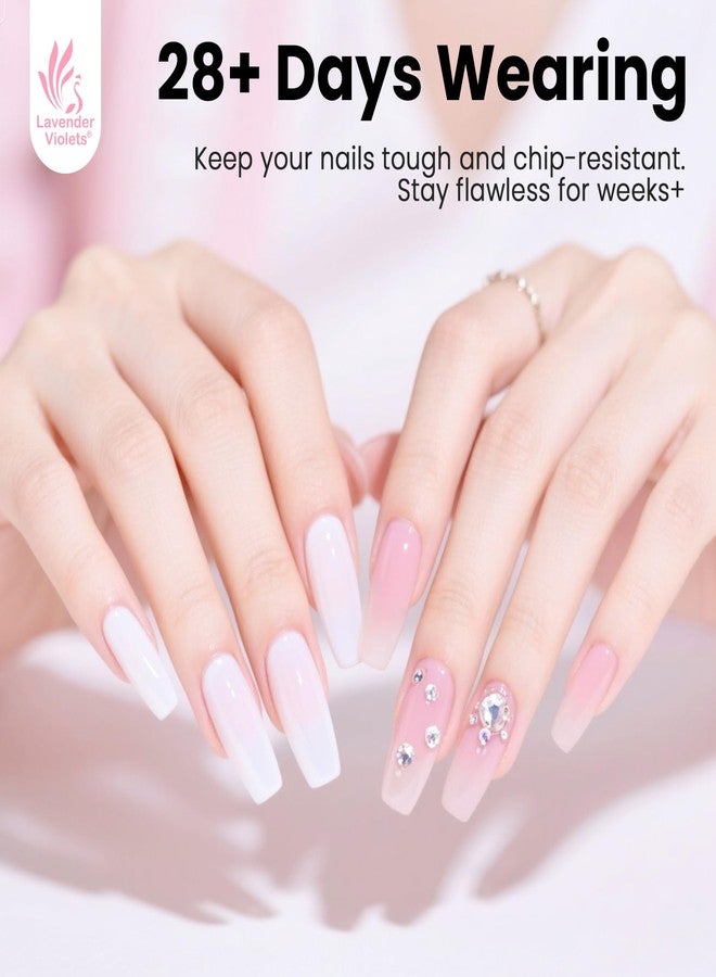 Lavender Violets 3 Colors 15ml Rubber Base Gel Set, Jelly Builder Base Nail Gel Nude Sheer Clear White Pink, 2-in-1 Soak Off Nail Strengthener, Blush Jelly A105+110+112 - Image 4