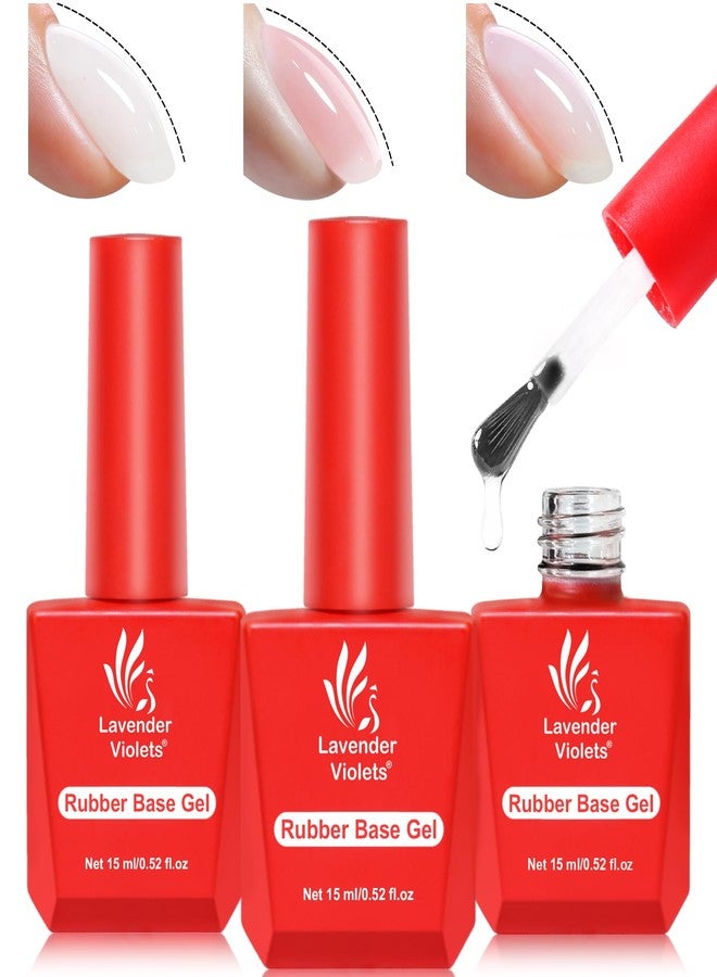 Lavender Violets 3 Colors 15ml Rubber Base Gel Set, Jelly Builder Base Nail Gel Nude Sheer Clear White Pink, 2-in-1 Soak Off Nail Strengthener, Blush Jelly A105+110+112 - Image 1