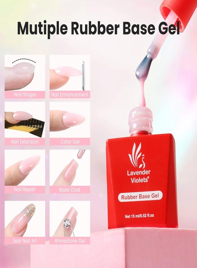 Lavender Violets 3 Colors 15ml Rubber Base Gel Set, Jelly Builder Base Nail Gel Nude Sheer Clear White Pink, 2-in-1 Soak Off Nail Strengthener, Blush Jelly A105+110+112 - Image 2