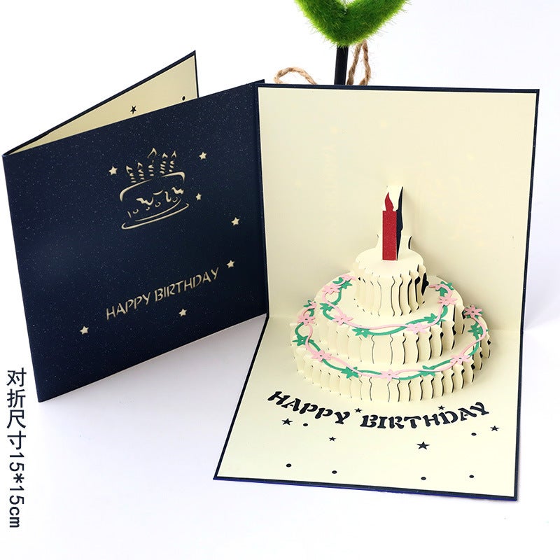 Birthday Greeting Card 3D Creative Card Handmade Hollow Paper Cake Birthday Blessing Gift Factory - Image 1