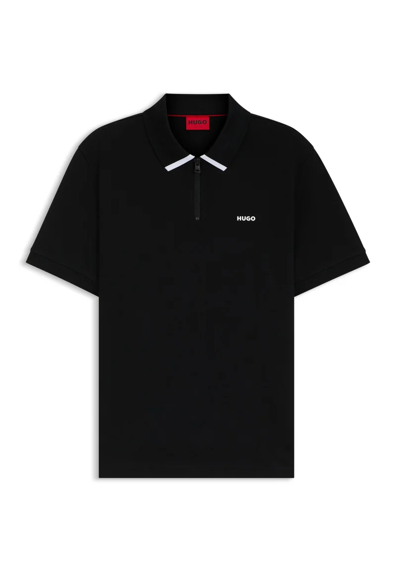 HUGO  Cotton-piqué polo shirt with contrast logo for Men | Best Price UAE