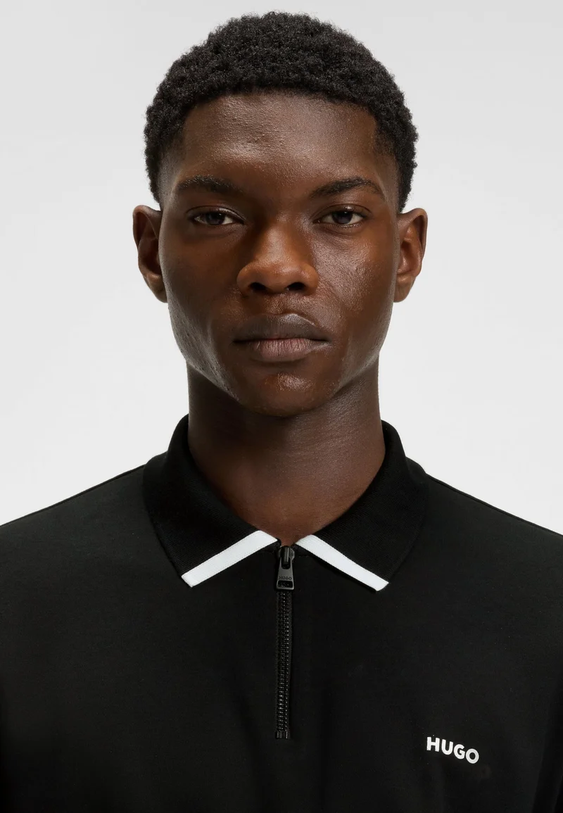 HUGO  Cotton-piqué polo shirt with contrast logo for Men | Best Price UAE