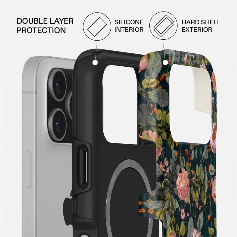 BURGA iPhone 17 Pro Bloomy Garden Premium Case Compatible with Hybrid Dual-Layer Hard Shell + Silicone Protection - Scratch-Resistant Shockproof Mobile Cover