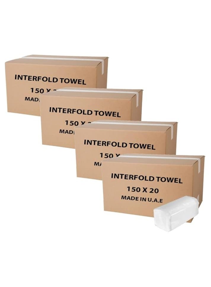 Midwest 150-Sheet Interfold Tissue Hand Towel - Embossed (Paper, Pack of 4 Box) - Image 1
