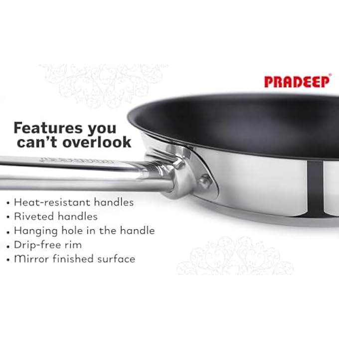 براديب مقلاة منزلية غير لاصقة ذات قاعدة ساندويتش متينة للطهي المتساوي على جميع أنواع المواقد ومقبض StayCool - Image 2