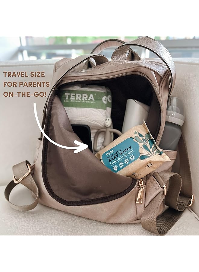 تيرا مناديل أطفال من الخيزران، مياه نيوزيلندية نقية بنسبة 99.7%، ألياف خيزران قابلة للتحلل الحيوي بنسبة 100%، خالية من البلاستيك، للبشرة الحساسة، خالية من المواد الكيميائية الضارة أو المكونات غير المرغوب فيها، للأطفال من عمر 0 أشهر فما فوق، عبوة واحدة تحتوي على 24 منديلًا - Image 2