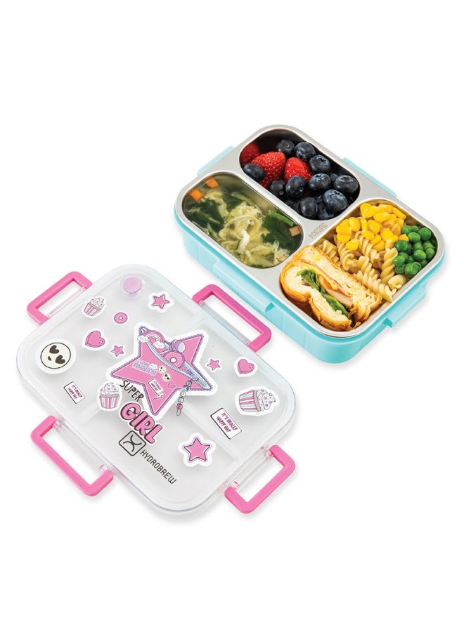 HydroBrew Steel Core Bento Lunch Box 3 Compartment 750ml – Teal Spark - Image 5