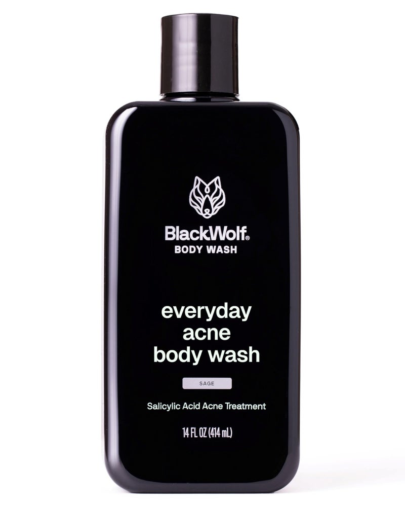 Black Wolf Salicylic Acid Body Wash for Men - 14 Fl Oz Men's Body Acne Wash - Charcoal Helps Reduce Acne Breakouts & Cleanse Your Skin - Full Coverage & Deep Clean Treatment - Men's Bodywash - Image 1