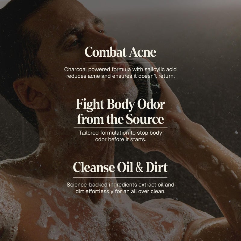 Black Wolf Salicylic Acid Body Wash for Men - 14 Fl Oz Men's Body Acne Wash - Charcoal Helps Reduce Acne Breakouts & Cleanse Your Skin - Full Coverage & Deep Clean Treatment - Men's Bodywash - Image 3