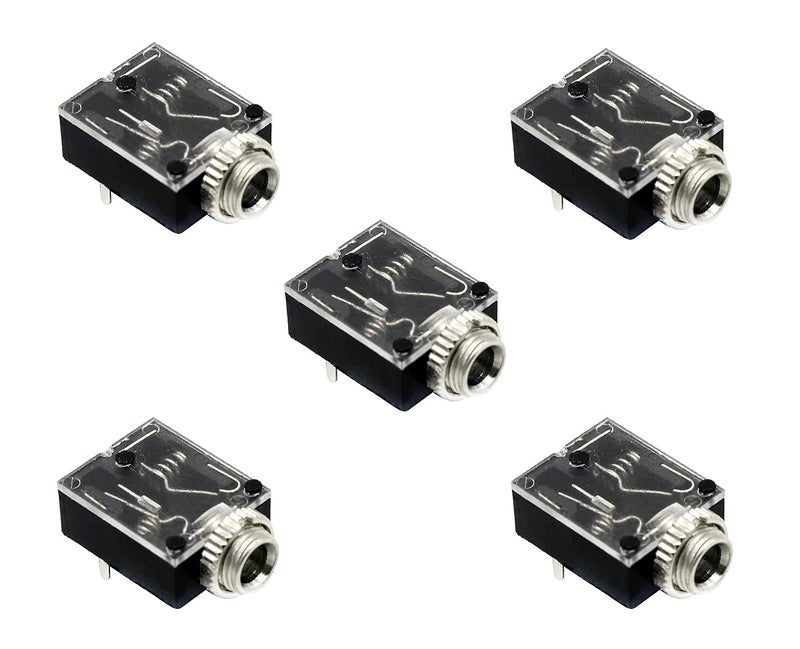 Electronicspices 5PCS 5 Pin 3.5mm Stereo Audio Jack Socket PCB Panel Mount for Headphone With Nut PJ-324M - Image 1