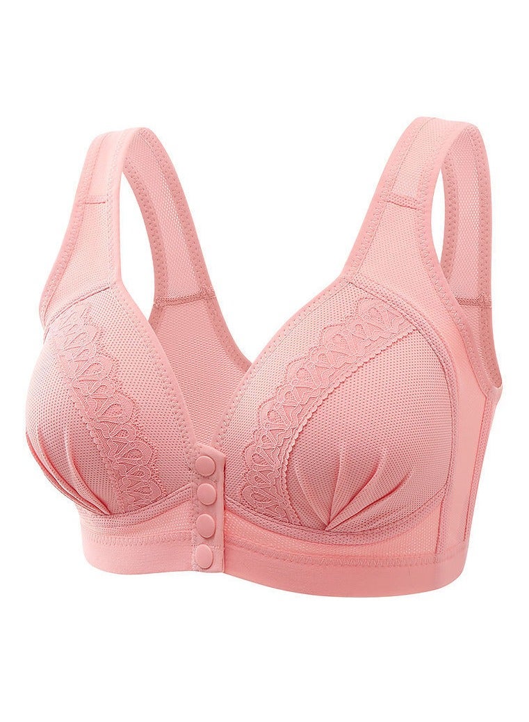Loquat Womens Front Button Full Coverage Casual Bras Soft Seamless Unpadded Wireless Nursing Bras Peach Pink