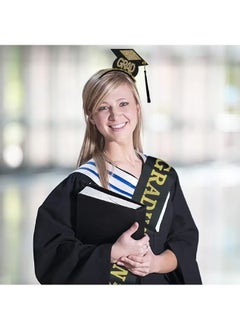 GMORO 2-Piece Graduation Headband and Sash Set, Mini Bachelor Cap Headbands with Gold Tassel Graduated Sash for Graduation Party, Grad Tiara and Graduated Sash for Dress Up Costume Accessory Supplies  - Image 4