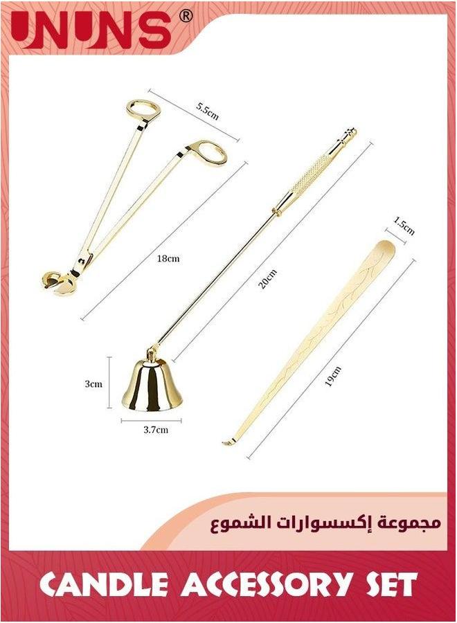 UNUNS Candle Accessory Set,4 in 1 Care Kit with Gift Box,Include Wick Cutter Extinguisher With Tray,Candle For Scented Lovers,Gold - Image 2