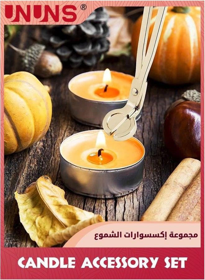 UNUNS Candle Accessory Set,4 in 1 Care Kit with Gift Box,Include Wick Cutter Extinguisher With Tray,Candle For Scented Lovers,Gold - Image 5