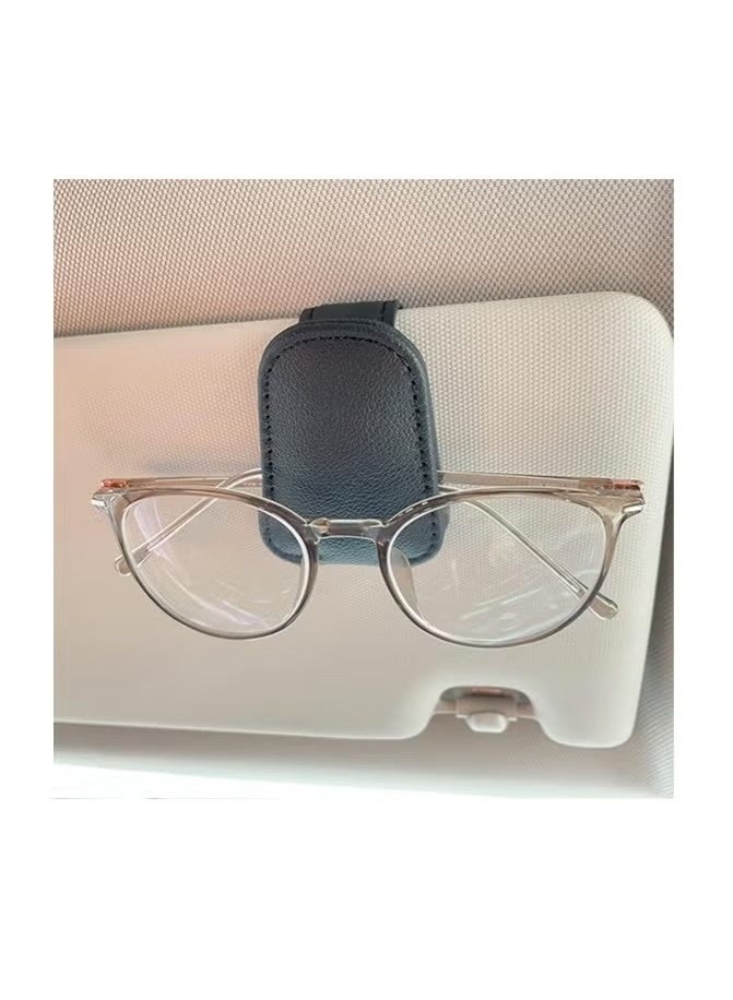 حامل نظارات شمسية من قطعتين لواقي الشمس للسيارة، مشبك مغناطيسي من الجلد لتعليق النظارات الشمسية للسيارة، حامل نظارات السيارة، مشبك بطاقة عمل للتذاكر، حامل نظارات شمسية للسيارة، ملحقات مناسبة لمعظم المركبات - Image 3