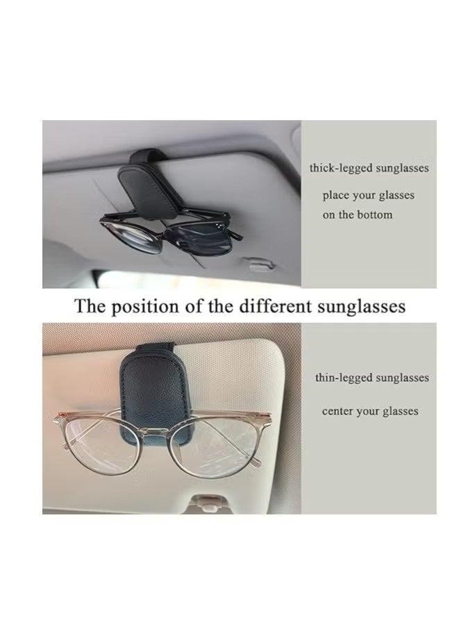 حامل نظارات شمسية من قطعتين لواقي الشمس للسيارة، مشبك مغناطيسي من الجلد لتعليق النظارات الشمسية للسيارة، حامل نظارات السيارة، مشبك بطاقة عمل للتذاكر، حامل نظارات شمسية للسيارة، ملحقات مناسبة لمعظم المركبات - Image 5
