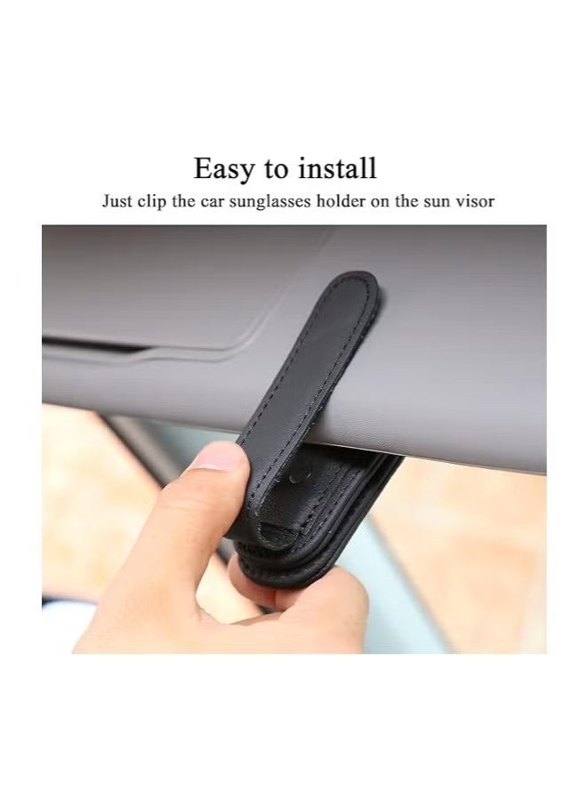 2 Packs Leather Sunglasses Holders for Car Visor, Magnetic Sunglasses Holder ,Ticket Card Clip,Car Visor Accessories ,Glasses Eyeglass Hanger Clip , Car Glasses Holder, Ticket Business Card Clip, Eyeglasses Mount, Fit for Most Vehicles-Black - Image 5